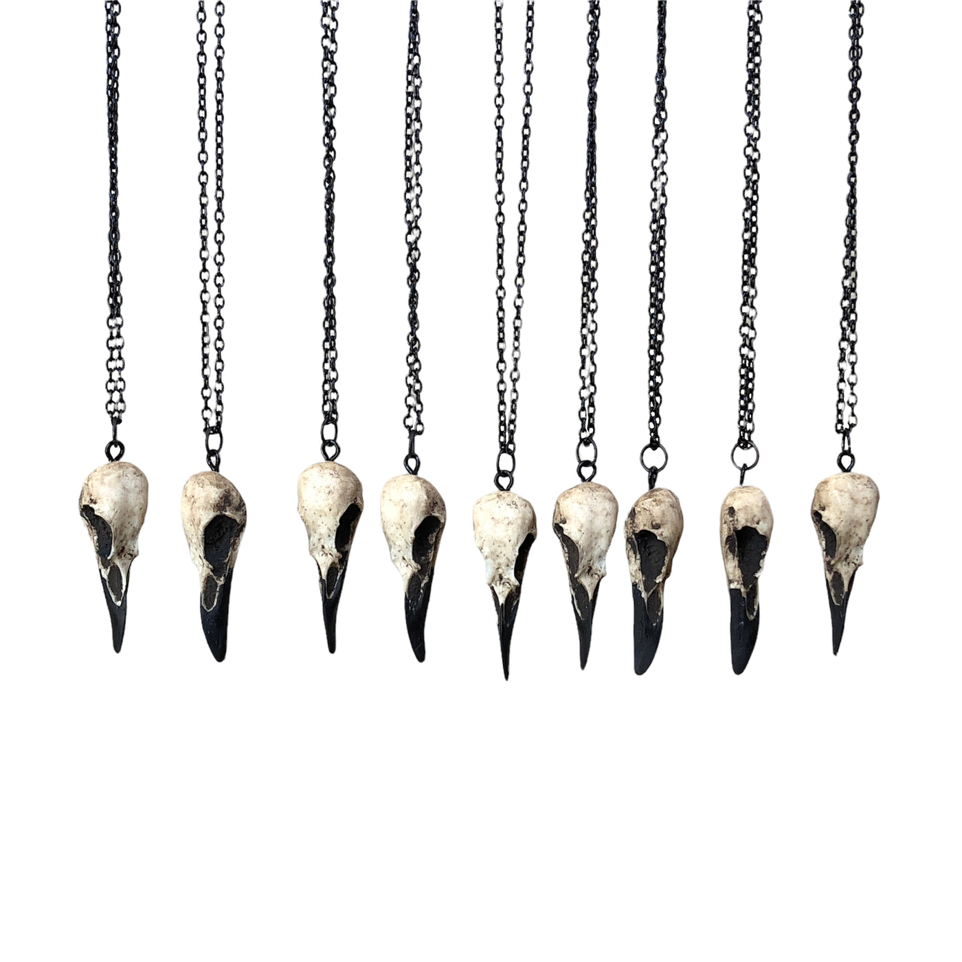 mini raven skull necklace charms, bird skull jewelry