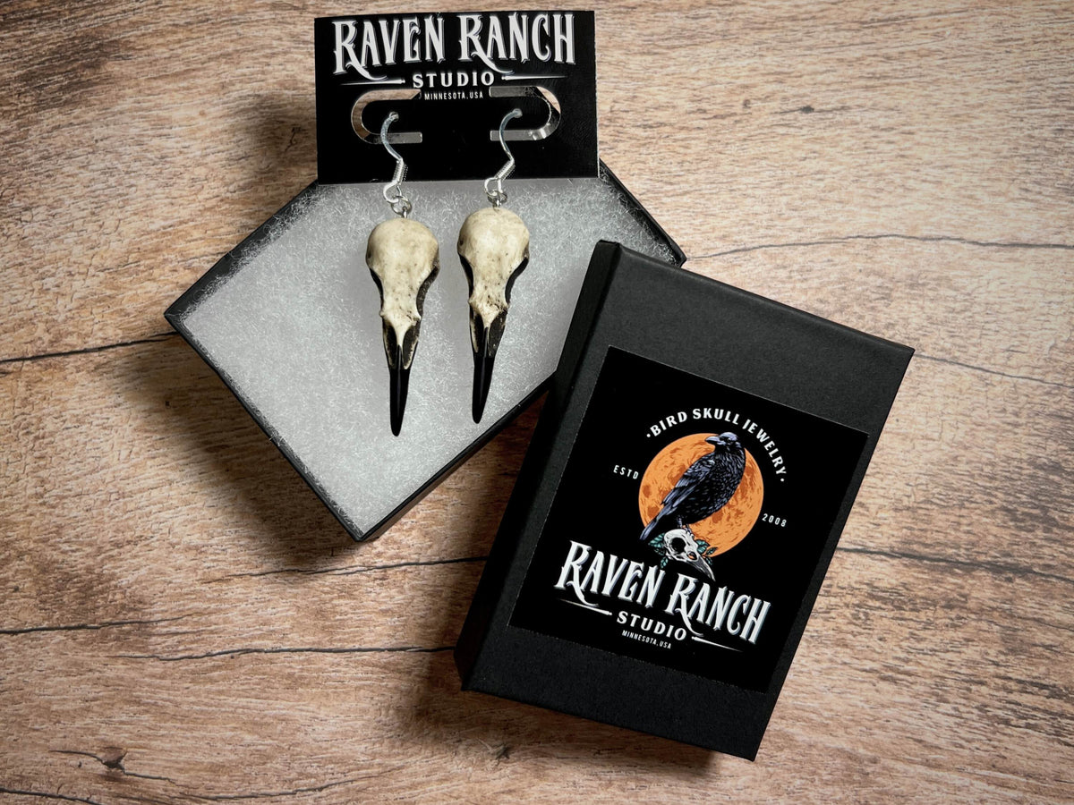 Super Mini Raven Skull Earrings
