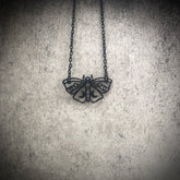 Lunar Moth Necklace Charm necklace, Luna Moth Moon Death Moth Witch Goth Celestial Moon Phase Gothic Jewelry.