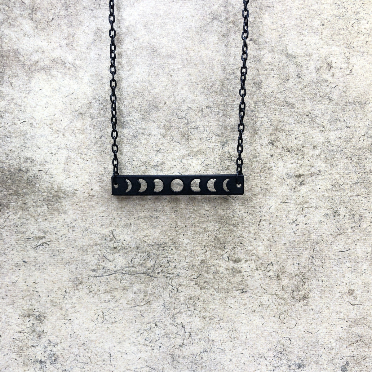 Lunar Phase Moon Phase Horizontal Bar Necklace, Crescent Moon Jewelry Witch Goth Celestial Waxing, Waning, Full Moon Phases.