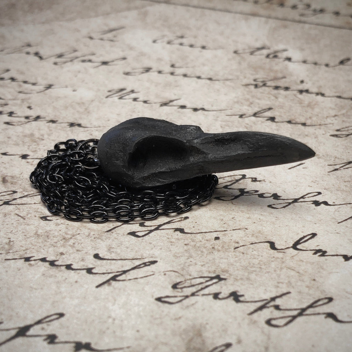 Black raven skull bird skull mini charm necklace for gothic women, an unusual oddities and curiosities jewelry gift.