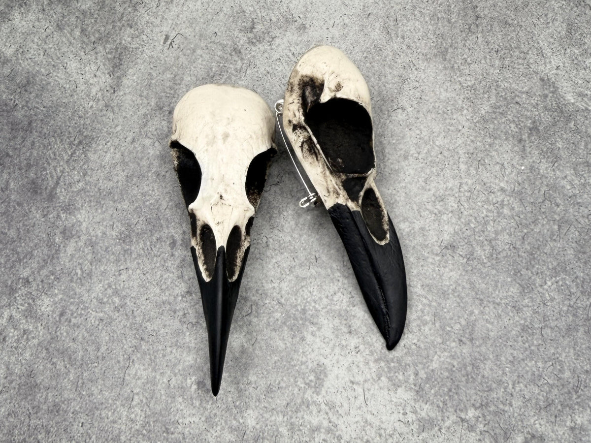 Resin Raven Skull Brooch Pin Bird Skull Hat pin goth fantasy jewelry