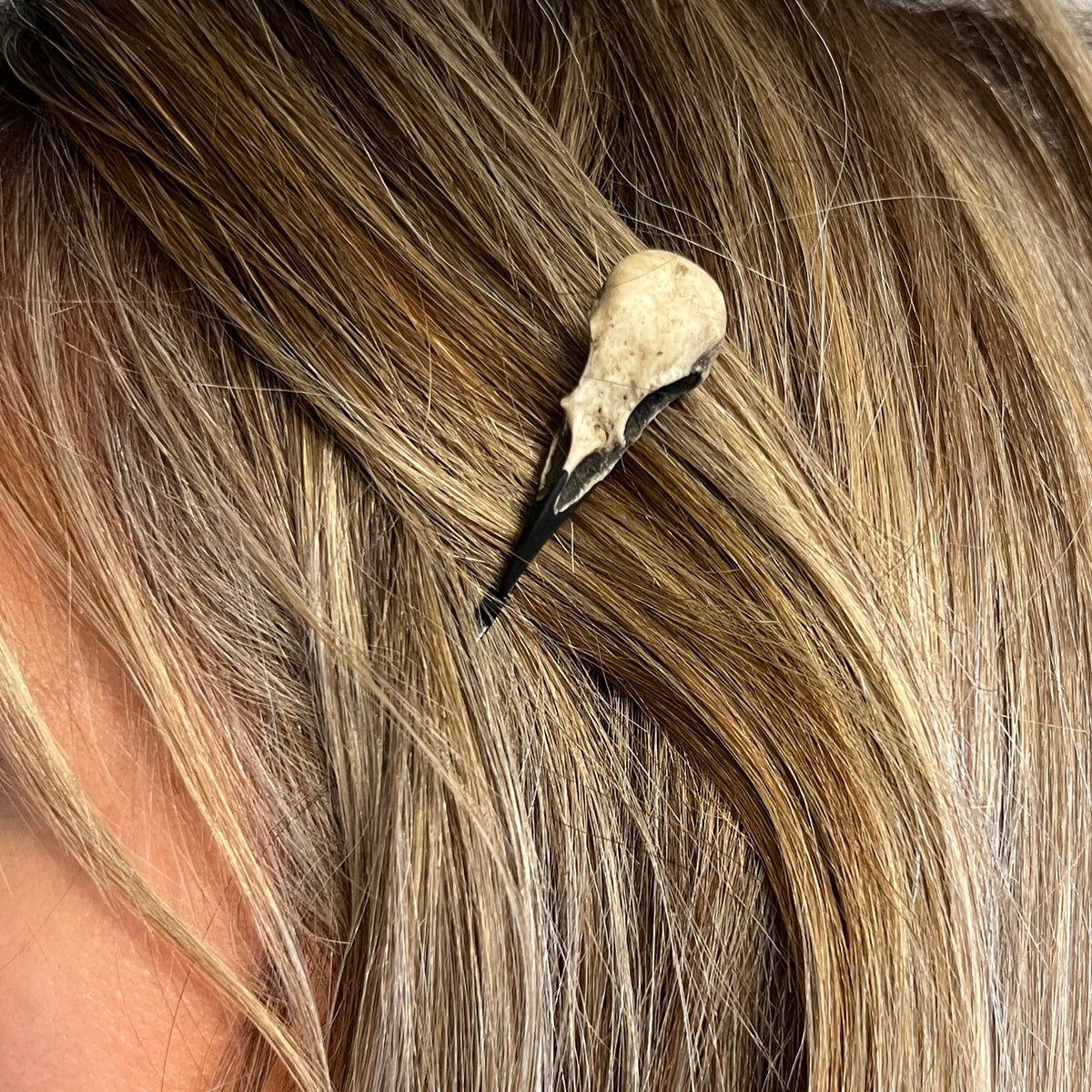 tiny raven skull charm hair clip pin for wedding bridal hair or halloween hair accessory