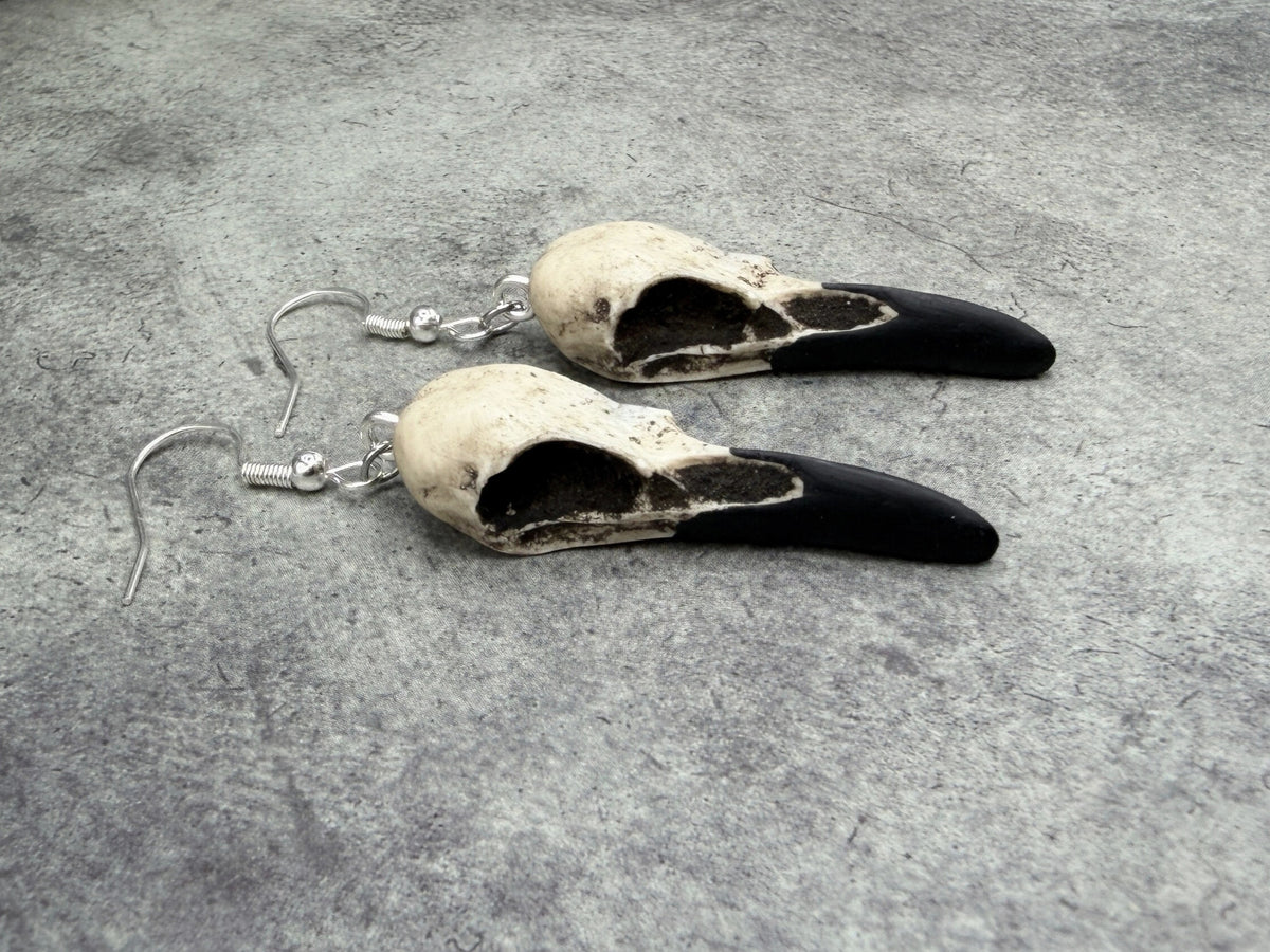 Super Mini Raven Skull Earrings