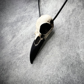 resin raven skull goth gift idea for witches and cosplay fans that like bird skull jewelry