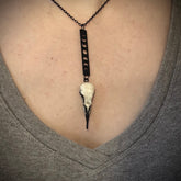 Moon phase vertical bar charm pendant and bone jewelry mini resin raven skull dangle pendant by artist making resin bird skulls.