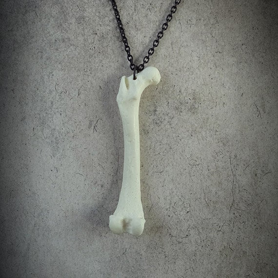 Mink Femur Necklace, Animal Bone Jewelry Skeleton Spooky Gift Goth Alt Fashion pendant handmade by Raven Ranch Studio