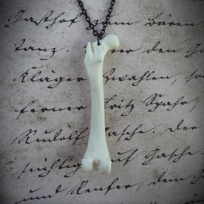 Mink Femur Necklace, Animal Bone Jewelry Skeleton Spooky Gift Goth Alt Fashion pendant.
